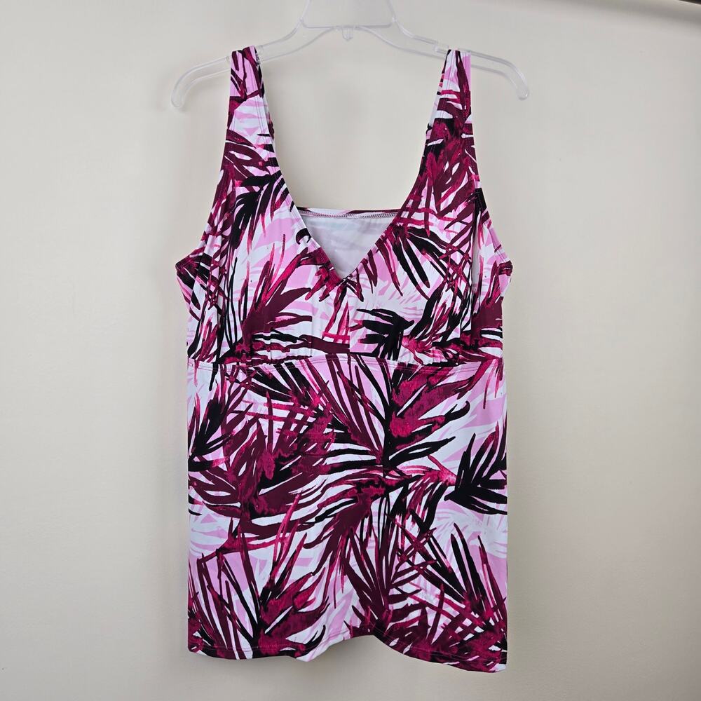 Swimsuits For All Swim Top Tankini Plus Size 26 Pink Black Floral
